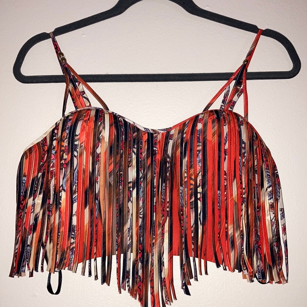 NWT BEBE fringe crop top